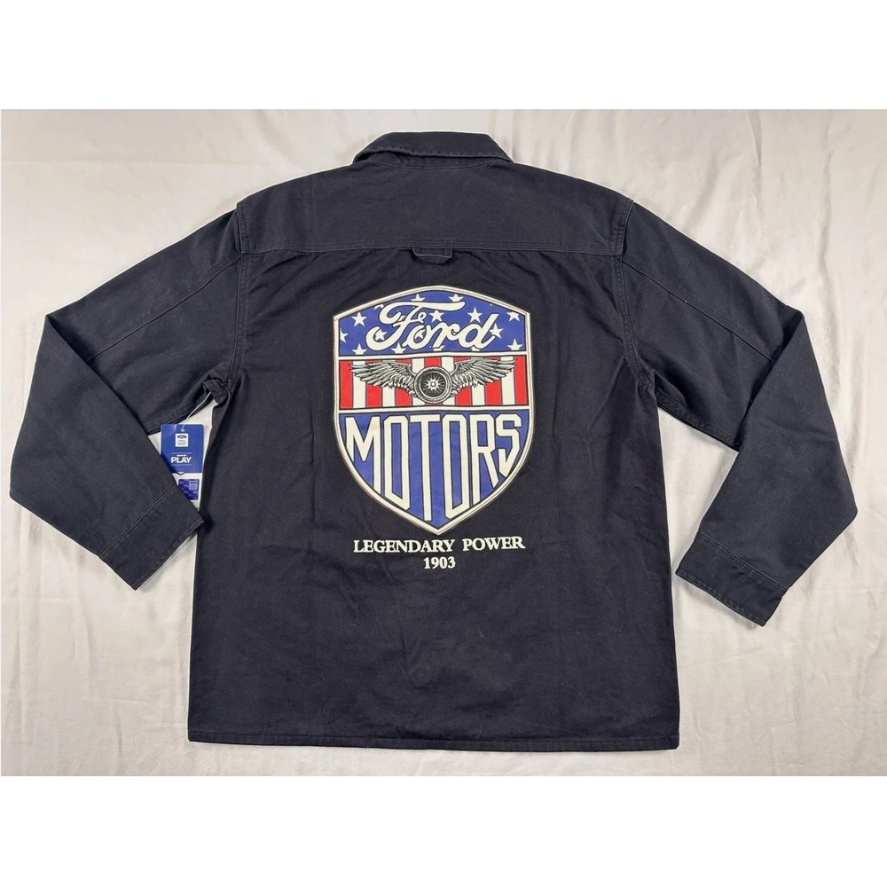 Ford Motors Legendary Power 1903 Canvas Work Jacket Small NWT Black Graphic